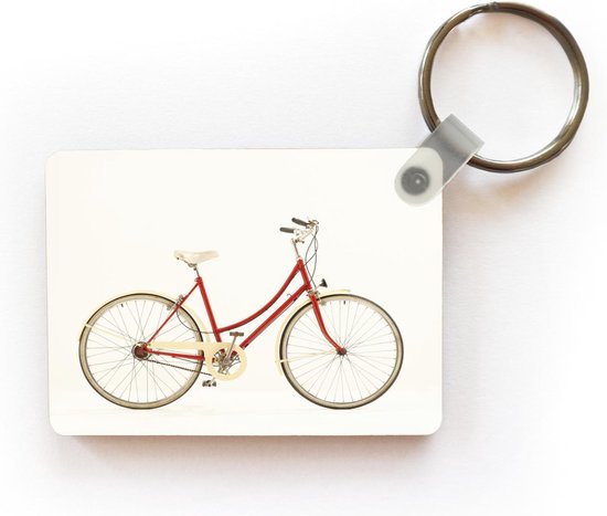 Porte-clés Vélo - Un vélo rouge sur fond blanc Porte-clés en plastique -  Porte-clés