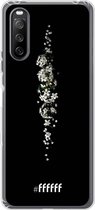 6F hoesje - geschikt voor Sony Xperia 10 III -  Transparant TPU Case - White flowers in the dark #ffffff