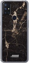 6F hoesje - geschikt voor OnePlus Nord N10 5G -  Transparant TPU Case - Dark Golden Marble #ffffff