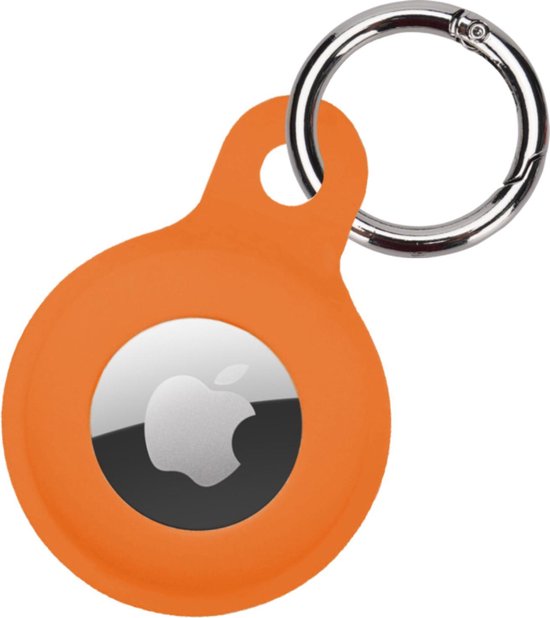 Hoesje Geschikt voor Apple AirTag Hoesje Sleutelhanger Houder - Siliconen Hoesje Geschikt voor Apple AirTag Hoesje - Oranje