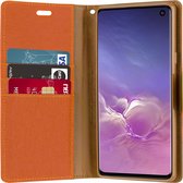 Hoesje geschikt voor Samsung Galaxy A42 5G -Mercury Canvas Diary Wallet Case - Hoesje met Pasjeshouder - Oranje