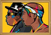 JUNIQE - Poster met houten lijst Tupac | Biggie popart -40x60