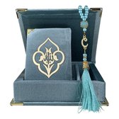 Luxe box met Koran en tesbih licht blauw