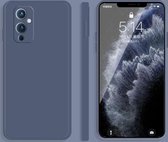 Voor OnePlus 9 effen kleur imitatie vloeibare siliconen rechte rand valbestendige volledige dekking beschermhoes (grijs)