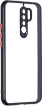 Transparante pc + TPU-telefoonhoes met contrastkleurknop voor Xiaomi Redmi 9 / Redmi 9 Prime (zwart)