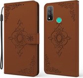 Voor Huawei P smart 2020 Reliëf Fortuin Bloem Patroon Horizontale Flip Leren Case met Houder & Kaartsleuf & Portemonnee & Lanyard (Bruin)