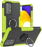 Voor Samsung Galaxy A52 5G / 4G Machine Armor Bear schokbestendig PC + TPU beschermhoes met ringhouder (groen)