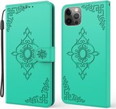 Reliëf Fortune Flower Pattern Horizontale Flip Leren Case met Houder & Kaartsleuf & Portemonnee & Lanyard Voor iPhone 11 Pro Max (Groen)