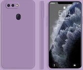 Voor OPPO R15 effen kleur imitatie vloeibare siliconen rechte rand valbestendige volledige dekking beschermhoes (paars)