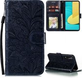 Voor LG Stylo 7 5G Kant Bloem Embossing Patroon Horizontale Flip Leren Case met Houder & Kaartsleuven & Portemonnee & Fotolijst (Donkerblauw)