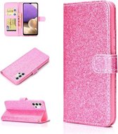 Voor Samsung Galaxy A32 5G Glitter Poeder Horizontale Flip Leren Case met Kaartsleuven & Houder & Fotolijst & Portemonnee (Roze)