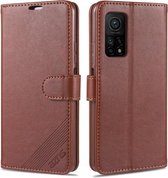 Voor Xiaomi Mi 10T 5G AZNS Schapenvacht Textuur Horizontale Flip Leren Case met Houder & Kaartsleuven & Portemonnee (Bruin)