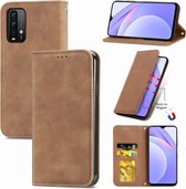 Voor Xiaomi Redmi Note 9 4G Retro Skin Feel Business Magnetische Horizontale Flip Leren Case met Houder & Kaartsleuven & Portemonnee & Fotolijst (Bruin)