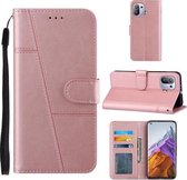 Stiksels Kalfsstructuur Gesp Horizontale Flip Leren Case met Houder & Kaartsleuven & Portemonnee & Lanyard Voor Xiaomi Mi 11 Pro (Roze)