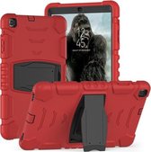 Voor Samsung Galaxy Tab A 10.1 (2019) T510 3-laags beschermingsschermframe + pc + siliconen schokbestendige combinatiebehuizing met houder (rood + zwart)