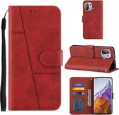 Stiksels Kalfsstructuur Gesp Horizontale Flip Leren Case met Houder & Kaartsleuven & Portemonnee & Lanyard Voor Xiaomi Mi 11 Pro (Rood)