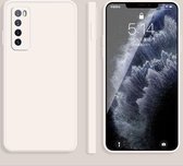 Voor Huawei nova 7 5G effen kleur imitatie vloeibare siliconen rechte rand valbestendige volledige dekking beschermhoes (wit)