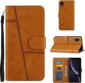 Stiksels Kalfsstructuur Gesp Horizontale Flip Leren Case met Houder & Kaartsleuven & Portemonnee & Lanyard Voor iPhone XR (Geel)