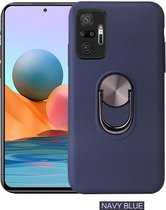 Voor Xiaomi Redmi Note 10 Pro / Note 10 Pro Max 360 Roterende multifunctionele stent PC + TPU-hoes met magnetische onzichtbare houder (marineblauw)
