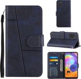 Voor Samsung Galaxy A31 4G Stiksels Kalf Textuur Gesp Horizontale Flip Leren Case met Houder & Kaartsleuven & Portemonnee & Lanyard (Blauw)