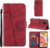 Voor Samsung Galaxy A42 5G Stiksels Kalf Textuur Gesp Horizontale Flip Leren Case met Houder & Kaartsleuven & Portemonnee & Lanyard (Rood)