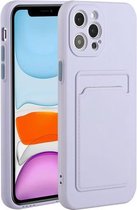 Card Slot Design Shockproof TPU beschermhoes voor iPhone 12 Pro Max (paars)