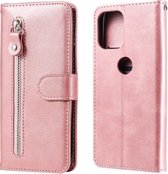 Voor Motorola Moto G100 / Edge S Mode Kalfs Textuur Rits Horizontale Flip Lederen Case met Standaard & Kaartsleuven & Portemonnee (Rose Goud)