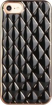 Electroplated Rhombic Pattern Sheepskin TPU beschermhoes voor iPhone SE 2020/8/7 (zwart)
