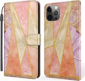 Marmeren horizontale flip TPU + PU lederen hoes met houder & kaartsleuven & portemonnee & lanyard voor iPhone 11 Pro (roze paars)