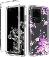 Voor Samsung Galaxy S20 Ultra 2 in 1 hoog transparant geverfd schokbestendig PC + TPU beschermhoes (roze)