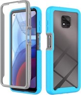 Voor Motorola Moto G Power (2021) Sterrenhemel Solid Color-serie Schokbestendige pc + TPU-hoes met PET-folie (hemelsblauw)