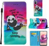 Voor Xiaomi Redmi Note 10S / Note 10 4G Cross Texture Painting Pattern Horizontale Flip Leather Case met houder & kaartsleuven & portemonnee & Lanyard (Sleeping Panda)
