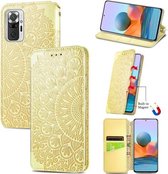 Voor Geschikt voor Xiaomi Redmi Note 10 Pro Blooming Mandala Reliëfpatroon Magnetische Horizontale Flip Leren Case met Houder & Kaartsleuven & Portemonnee (Geel)