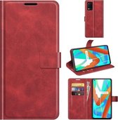 Voor OPPO Realme V13 5G / Realme 8 5G Retro Kalfspatroon Gesp Horizontale Flip Leren Case met Houder & Kaartsleuven & Portemonnee (Rood)