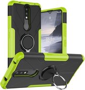 Voor Nokia 2.4 Machine Armor Bear Shockproof PC + TPU beschermhoes met ringhouder (groen)