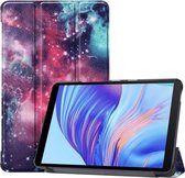 Voor Huawei Honor X7 / MatePad T8 Custer Geschilderde TPU Smart Tablet Leren Case met Tri-Fold Beugel & Pen Slot (Galaxy Nebula)