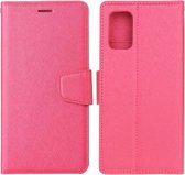 Voor Samsung Galaxy A51 Zijden Textuur Horizontale Flip Leren Case met Houder & Kaartsleuven & Portemonnee & Fotolijst (Rose Rood)