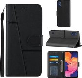 Voor Samsung Galaxy A10 / M10 Stiksels Kalf Textuur Gesp Horizontale Flip Leren Case met Houder & Kaartsleuven & Portemonnee & Lanyard (Zwart)