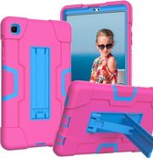 Voor Samsung Galaxy Tab 7 Lite T225 Contrast Kleur Robot Schokbestendig Siliconen + PC Beschermhoes met Houder (Rose Rood + Blauw)