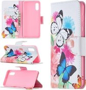 Voor Samsung Galaxy A02 / M02 Gekleurde Tekening Patroon Horizontale Flip Leren Case met Houder & Kaartsleuven & Portemonnee (Vlinder)