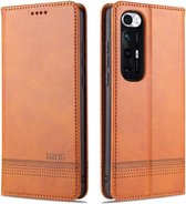 Voor Geschikt voor Xiaomi Mi 10S AZNS Magnetische Kalfsstructuur Horizontale Flip Leren Case met Kaartsleuven & Houder & Portemonnee (Lichtbruin)