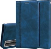 Voor Huawei P smart 2021 Frosted Business Magnetische horizontale Flip PU lederen tas met houder & kaartsleuf & lanyard (blauw)