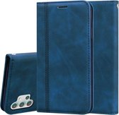 Voor Samsung Galaxy A32 5G Frosted Business Magnetische Horizontale Flip PU lederen tas met houder & kaartsleuf & lanyard (blauw)