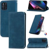 Voor OPPO Find X3 Pro Retro Skin Feel Business Magnetische Horizontale Flip Leren Case Met Houder & Kaartsleuven & Portemonnee & Fotolijst (Blauw)