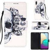 Voor Samsung Galaxy A02 / M02 3D Schilderen Horizontale Flip Leren Case met Houder & Kaartsleuf & Portemonnee & Lanyard (Schedel)