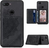 Voor Geschikt voor Xiaomi Mi 8 Lite Mandala Reliëf Magnetische Doek PU + TPU + PC Case met Houder & Kaartsleuven & Portemonnee & Fotolijst (Zwart)