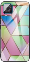 Voor Samsung Galaxy A12 5G Abstract Marble Pattern Glass beschermhoes (Rhombus Gradient)