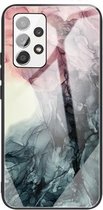 Voor Samsung Galaxy A32 5G Abstract Marble Pattern Glass beschermhoes (abstract zwart)