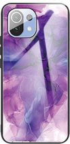 Voor Geschikt voor Xiaomi Mi 11 Lite Abstract Marble Pattern Glass beschermhoes (abstract paars)