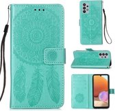 Voor Samsung Galaxy A32 4G (EU-versie) Dream Catcher Printing Horizontale Flip lederen tas met houder & kaartsleuven & portemonnee & lanyard (groen)
